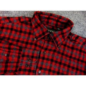 Orvis Flannel Shirt Mens Med Red Black‎ Plaid Long Sleeve Outdoor